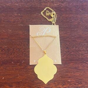 Plunder Jewerly - Gold-tone chain necklace with large leaf/teardrop pendant. New